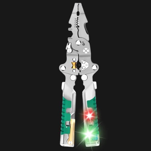 電気ワイヤーストリッパー | 電気工事修理ツール,多機能 折りたたみ式 電圧チェッカー 電気設備修理用 切断メンテナンス 作業工具